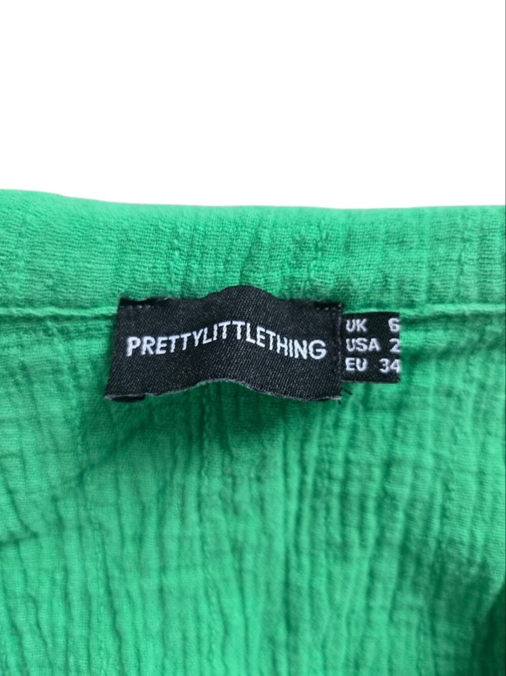 Pretty Little Thing Women's Green Waffle Tie Crop Top Size 2 - Picture 2 of 7